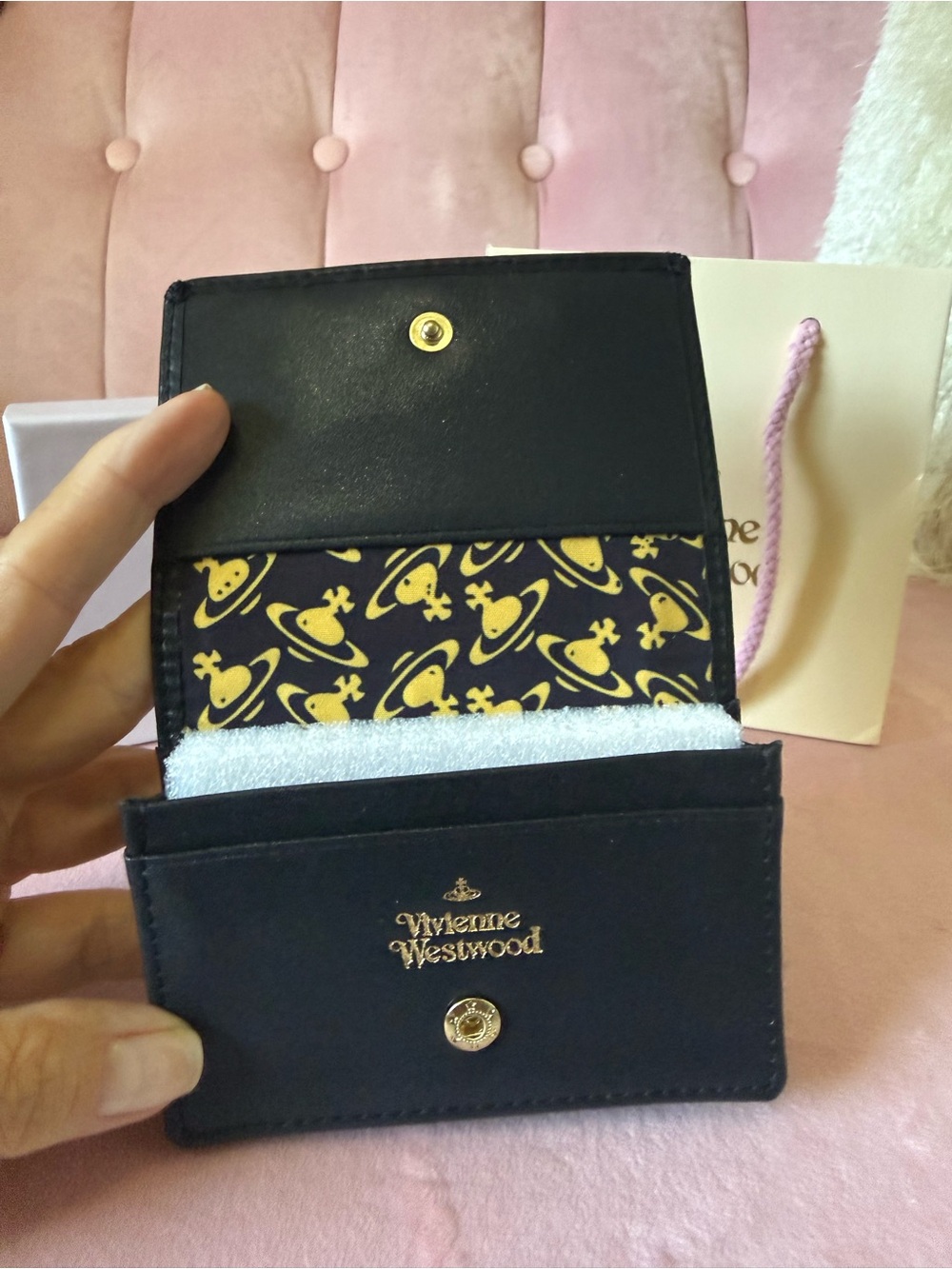 ๐ฏ Auth! Vivienne Westwood Black Leather Card & Key Holder with Gold Orb. BNWT! - Picture 8 of 15